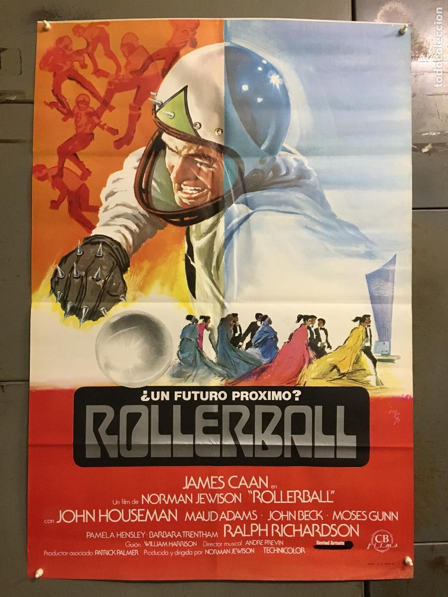Cine: AFI79 ROLLERBALL JAMES CAAN NORMAN JEWISON SCI-FI POSTER ORIGINAL ESPA&Ntilde;OL 70X100 r-80 h7