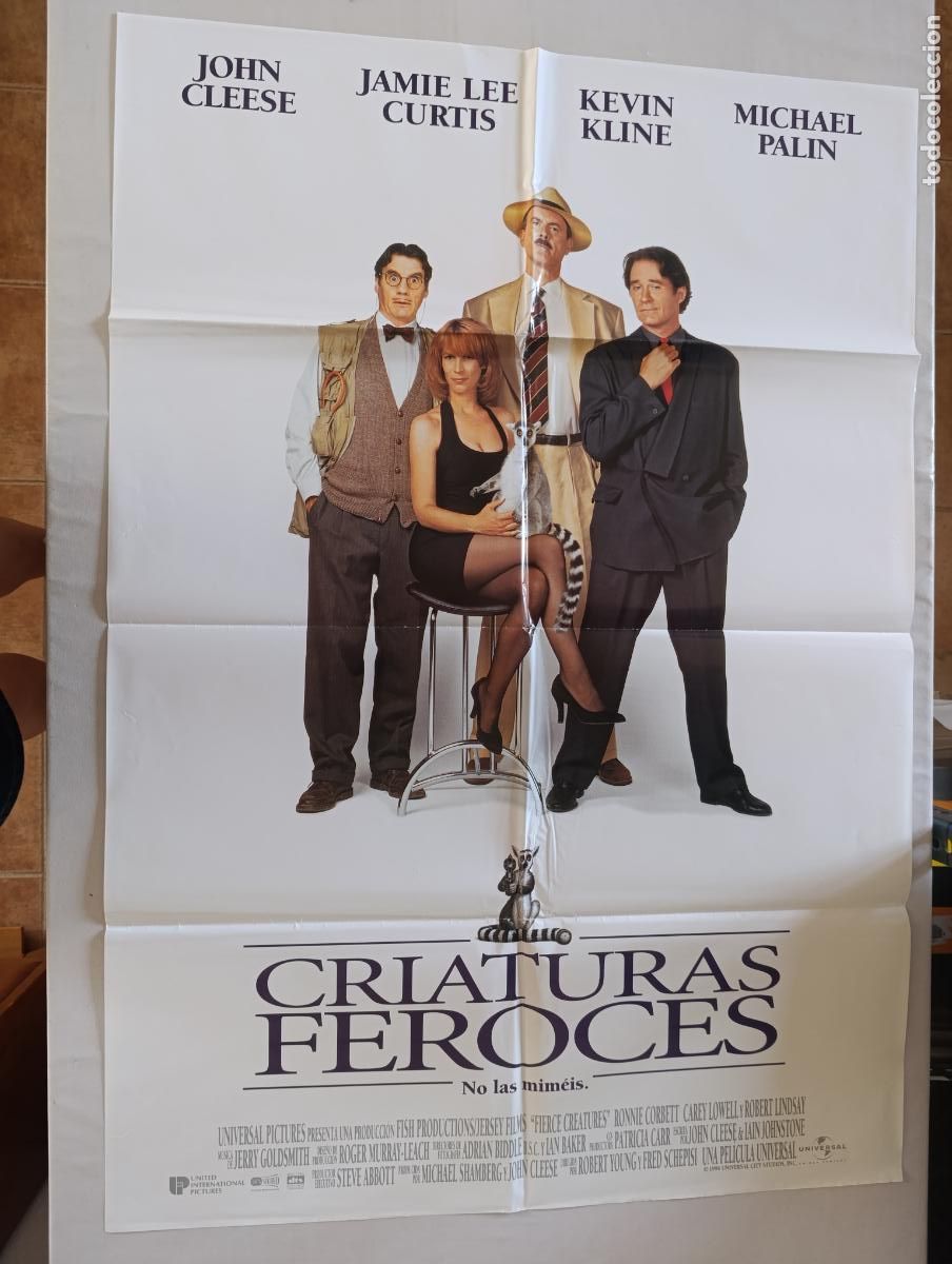 Cine: POSTER ORIGINAL CRIATURAS FEROCES - 97 X 68 CM - JAMIE LEE CURTIS (387)