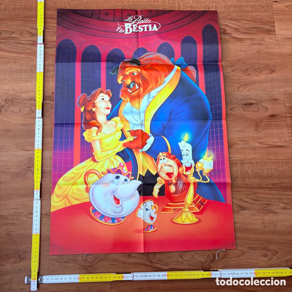 Cine: poster de 1993 la bella y la bestia y mu&ntilde;ecos mattel de disney