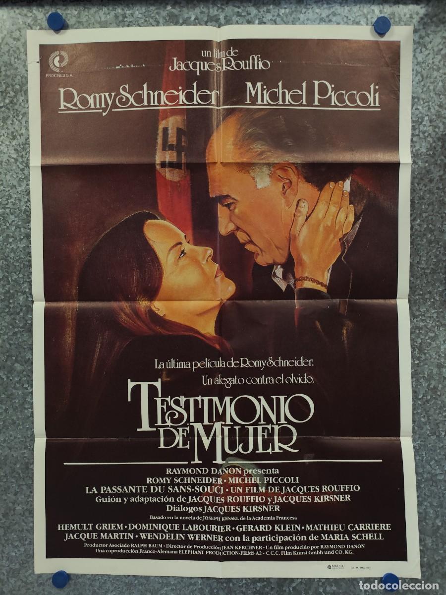 Cine: ESTIMONIO DE MUJER ROMY SCHNEIDER, MICHAEL PICCOLI, A&ntilde;o 1984, POSTER ORIGINAL