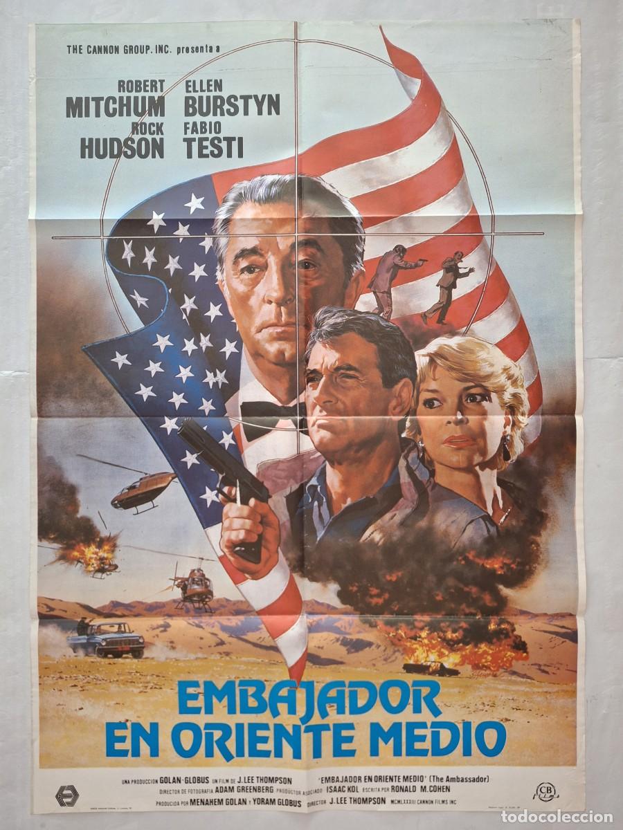 Cine: ANTIGUO CARTEL CINE EMBAJADOR EN ORIENTE MEDIO ROBERT MITCHUM ELLEN BURSTYN A&Ntilde;O 1984 RV CC-1990