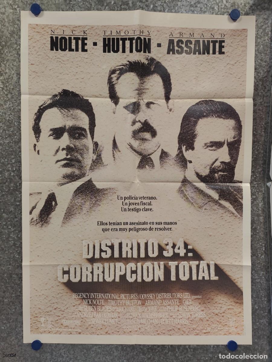 Cine: DISTRITO 34: CORRUPCION TOTAL. NICK NOLTE, TIMOTHY HUTTON, ARMAND ASSANTE. A&Ntilde;O 1990. POSTER ORIGINAL