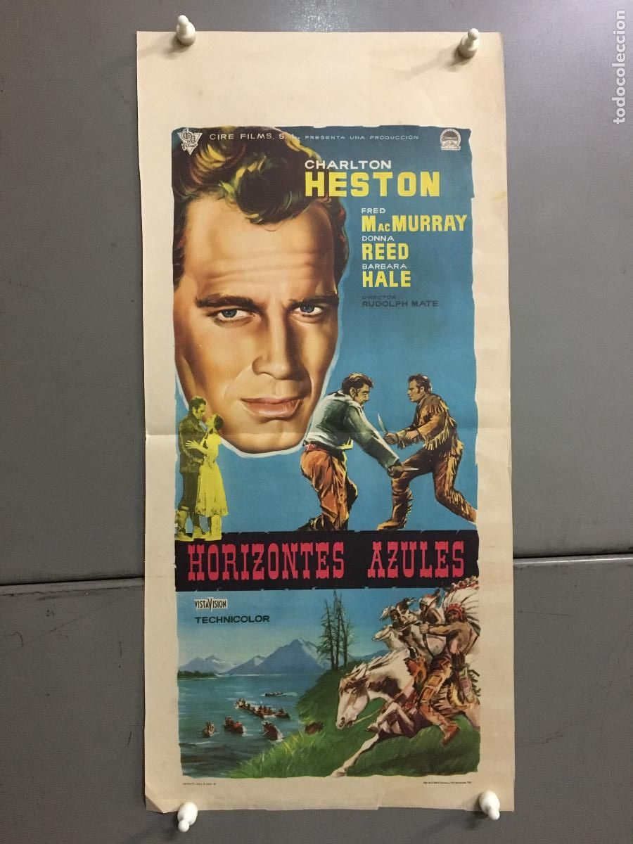 Cine: PTEB 109 HORIZONTES AZULES PROGRAMA PASQUIN CIRE GRANDE CHARLTON HESTON DONNA REED INDIOS