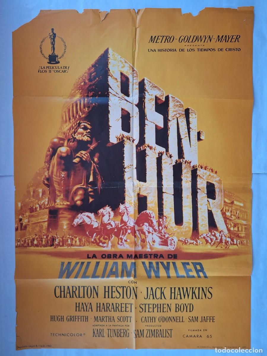 Cine: ANTIGUO CARTEL CINE BEN-HUR BEN HUR WILLIAM WYLER CHARLTON HESTON JACK HAWKINS A&Ntilde;O 1960 RV P-1993