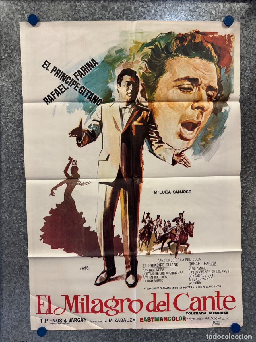 Cine: El milagro del cante, Rafael Farina, Luisa San Jose, A&ntilde;o 1975, POSTER ORIGINAL