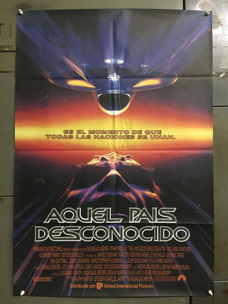 Cine: AFI89 STAR TREK 6 AQUEL PAIS DESCONOCIDO SHATNER NIMOY POSTER ORIGINAL ESTRENO 70X100 h3