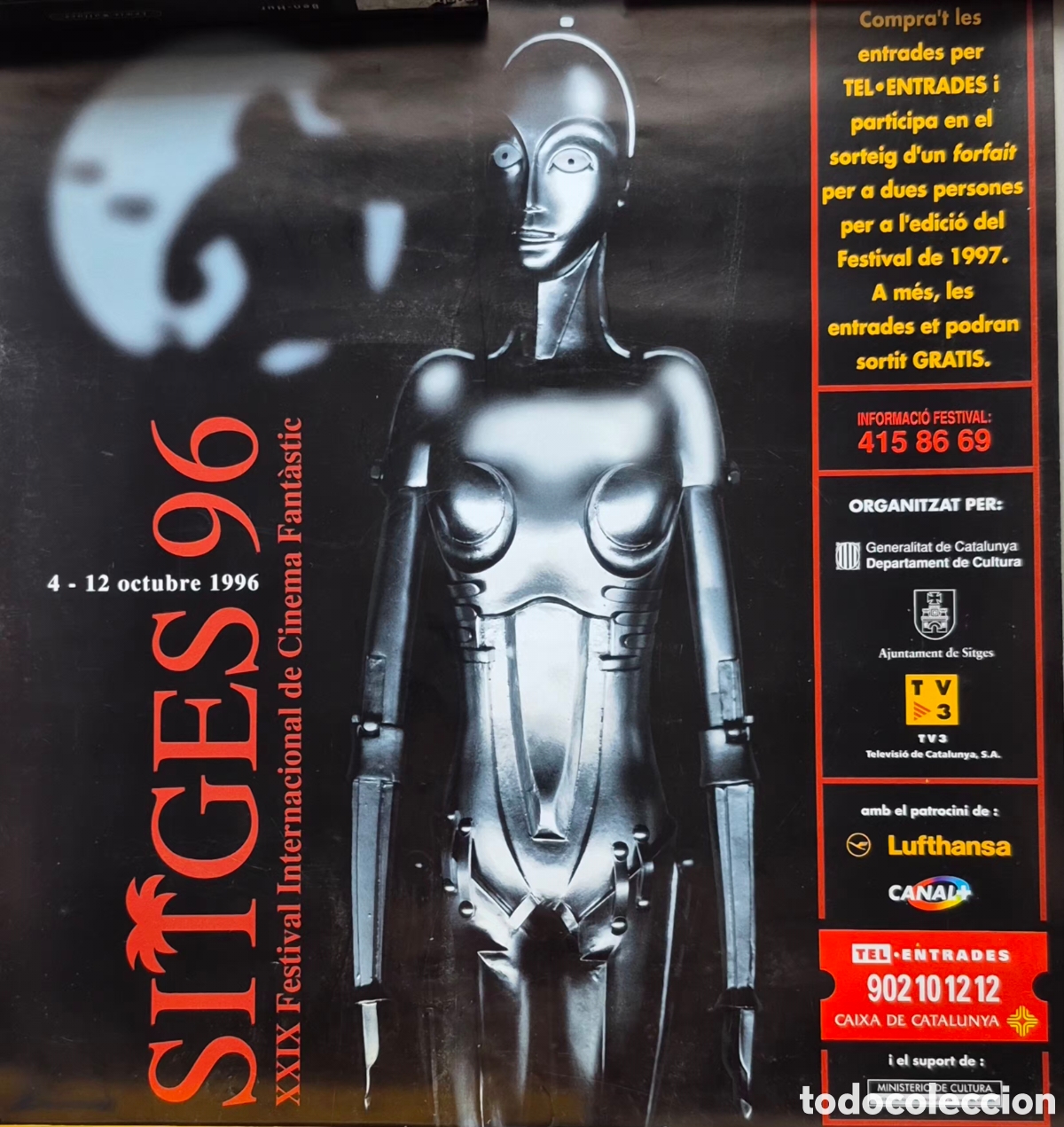 Cine: CARTEL, P&Oacute;STER XXIX FESTIVAL INTERNACIONAL DE CINEMA FANT&Aacute;STIC SITGES 96 43X47 APROX.