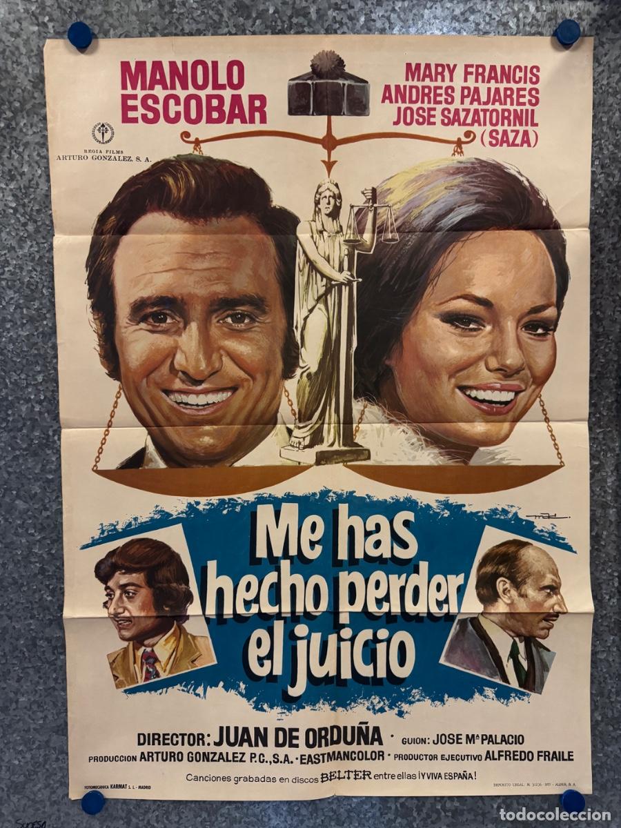 Cine: Me has hecho perder el juicio, Manolo Escobar, Mary Francis, A&ntilde;o 1973, POSTER ORIGINAL