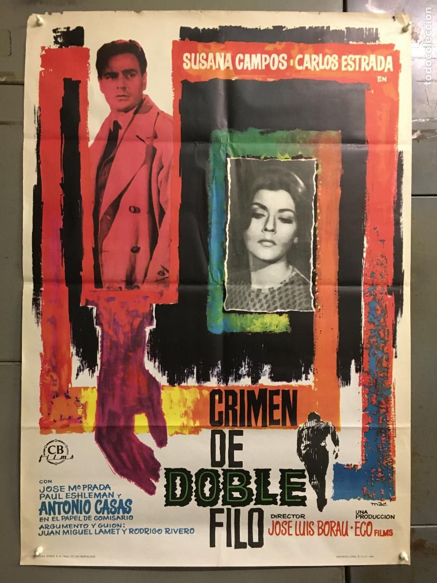 Cine: AFI98 CRIMEN DE DOBLE FILO SUSANA CAMPOS CARLOS ESTRADA BORAU MAC POSTER ORIGINAL 70X100 ESTRENO h5