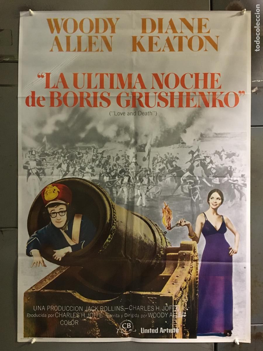 Cine: AFJ00 LA ULTIMA NOCHE DE BORIS GRUSHENKO WOODY ALLEN DIANE KEATON POSTER ORIG 70X100 ESPA&Ntilde;OL R-83 h4