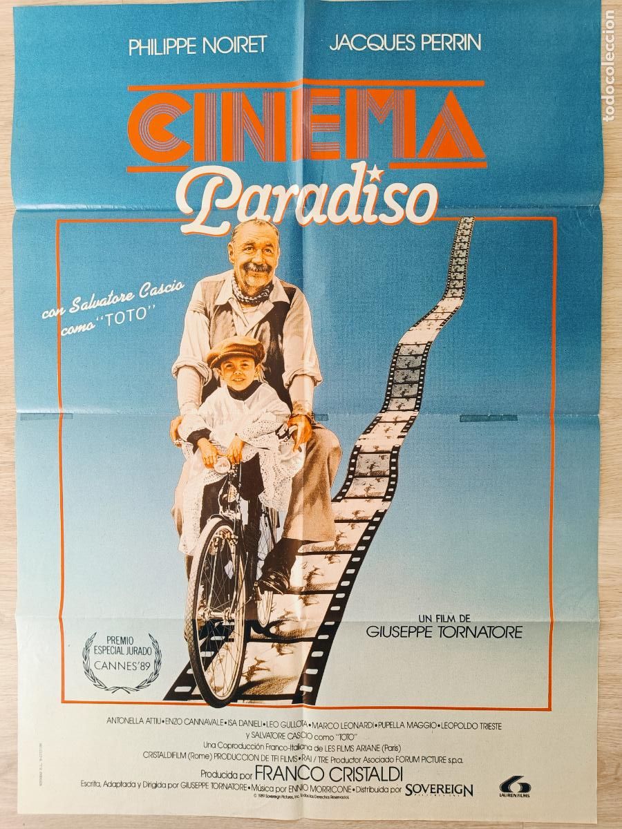 Cine: CARTEL CINE CINEMA PARADISO PHILIPPE NOIRET JACQUES PERRIN 1989 PREMIO CANNES 89 C1020