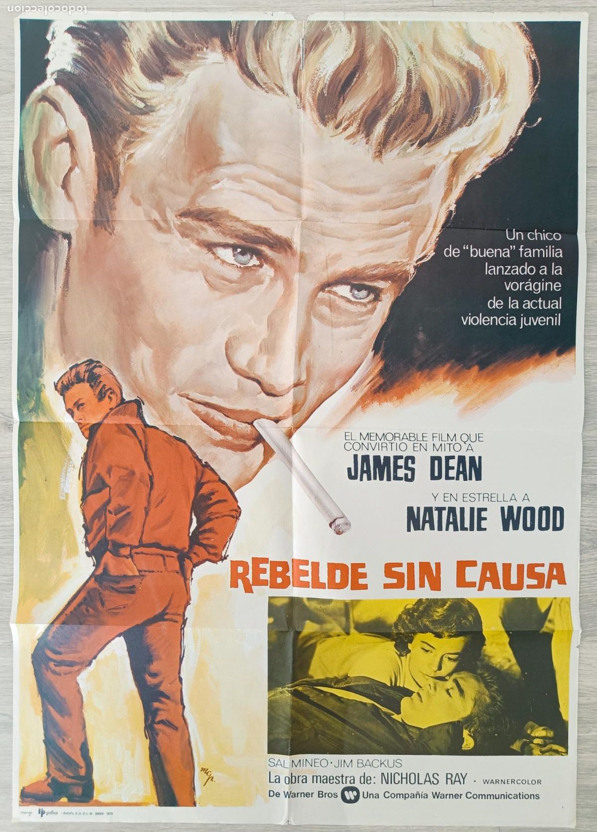 Cine: CARTEL CINE REBELDE SIN CAUSA JAMES DEAN NATALIE WOOD 1975 MCP C784