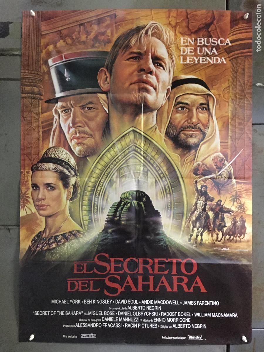 Cine: AFJ09 EL SECRETO DEL SAHARA MICHAEL YORK MIGUEL BOSE POSTER ORIGINAL 70X100 ESTRENO h9