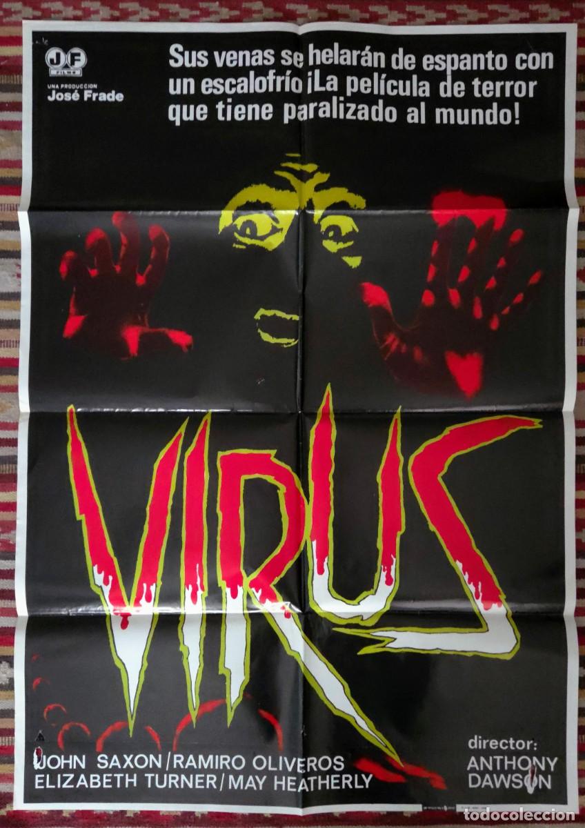 Cine: Cartel Original VIRUS (1980) Estreno en Cines. Joya Terror / Sci-Fi. P&aacute;tina de Sala.