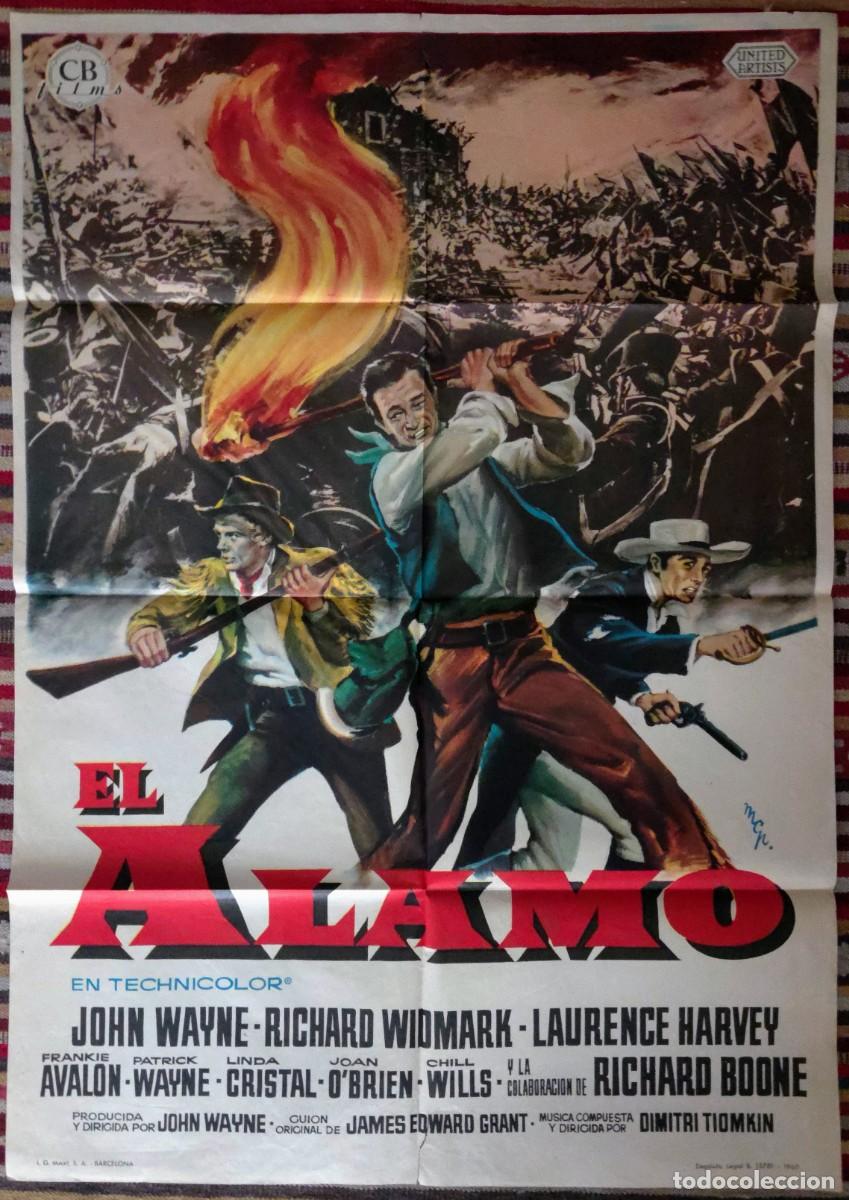 Cine: Cartel Original EL &Aacute;LAMO (1960) Estreno Cines. Impecable &rdquo;Deadstock&rdquo;. Joya Western. Rareza.