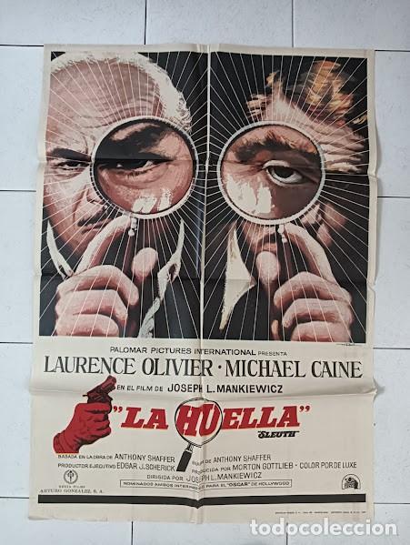 Cine: VKD 2303 LA HUELLA LAURENCE OLIVIER MICHAEL CAINE JOSEPH L. MANKIEWICZ MAC POSTER ORG 70X100 ESTRENO