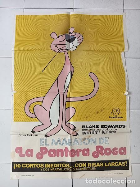 Cine: VKD 2317 EL MARATON DE LA PANTERA ROSA SERIE TV DIBUJOS POSTER ORIGINAL ESTRENO 70X100