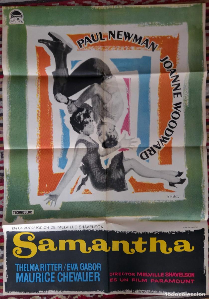 Cine: Cartel Original SAMANTHA (1963) Paul Newman. Ilustraci&oacute;n MAC. Estreno Cines. Joya Coleccionista.