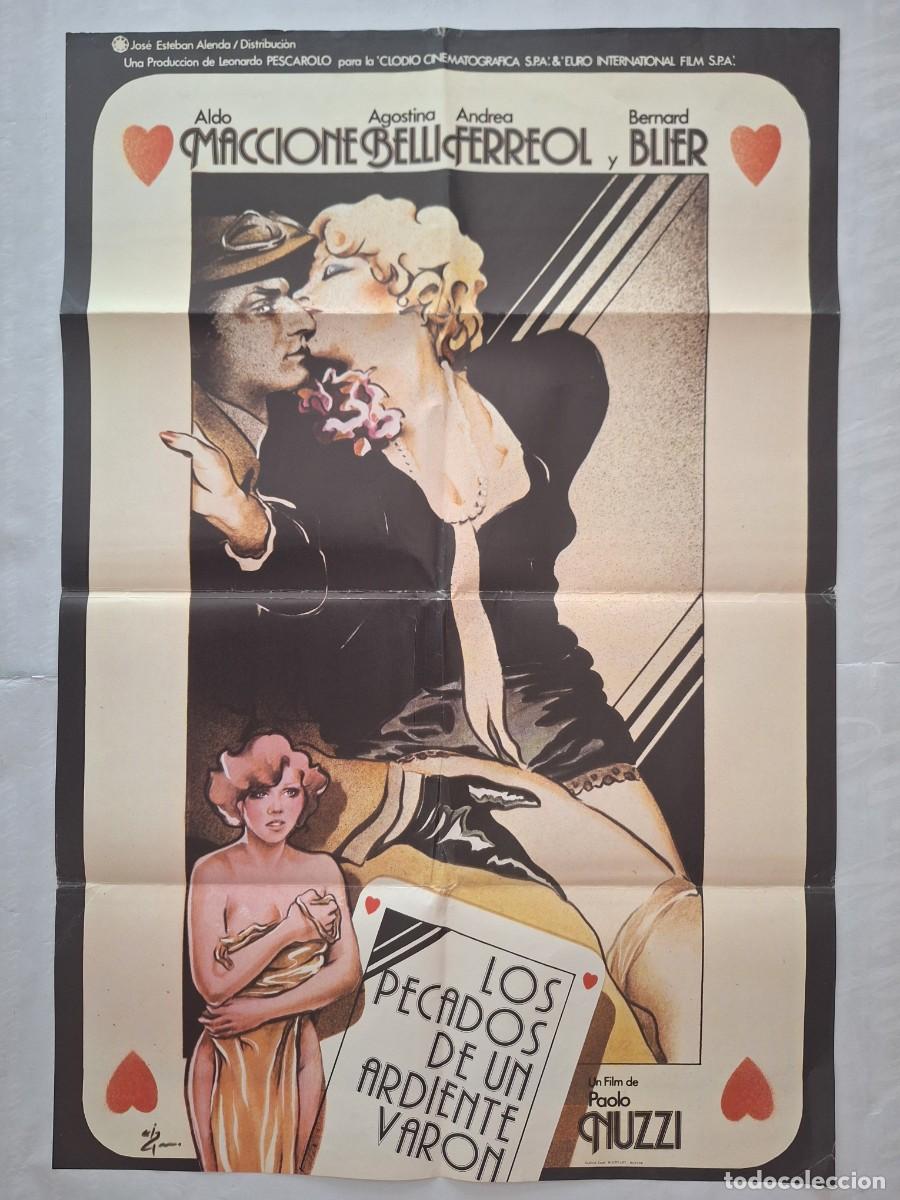 Cinema: ANTIGUO CARTEL CINE LOS PECADOS DE UN ARDIENTE VARON A&Ntilde;O 1977 RV P-2017