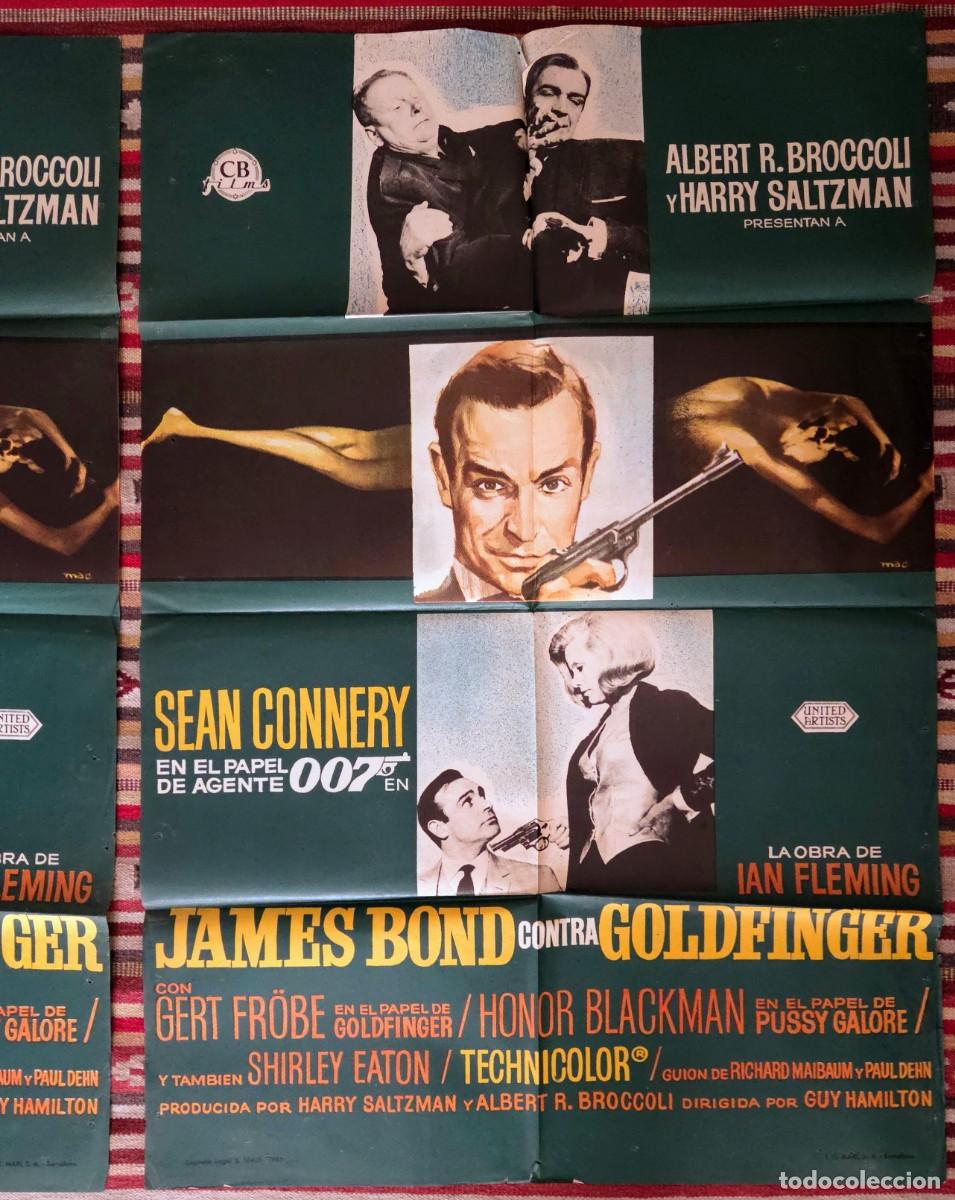Cine: Lote 2 Carteles Orig. JAMES BOND CONTRA GOLDFINGER (1965) Sean Connery. P&aacute;tina de Sala. Joya 007.