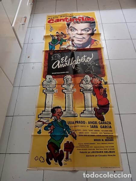 Cine: SMP 2411 EL ANALFABETO MARIO MORENO CANTINFLAS POSTER ORIGINAL ESTRENO 2 hojas 70X200