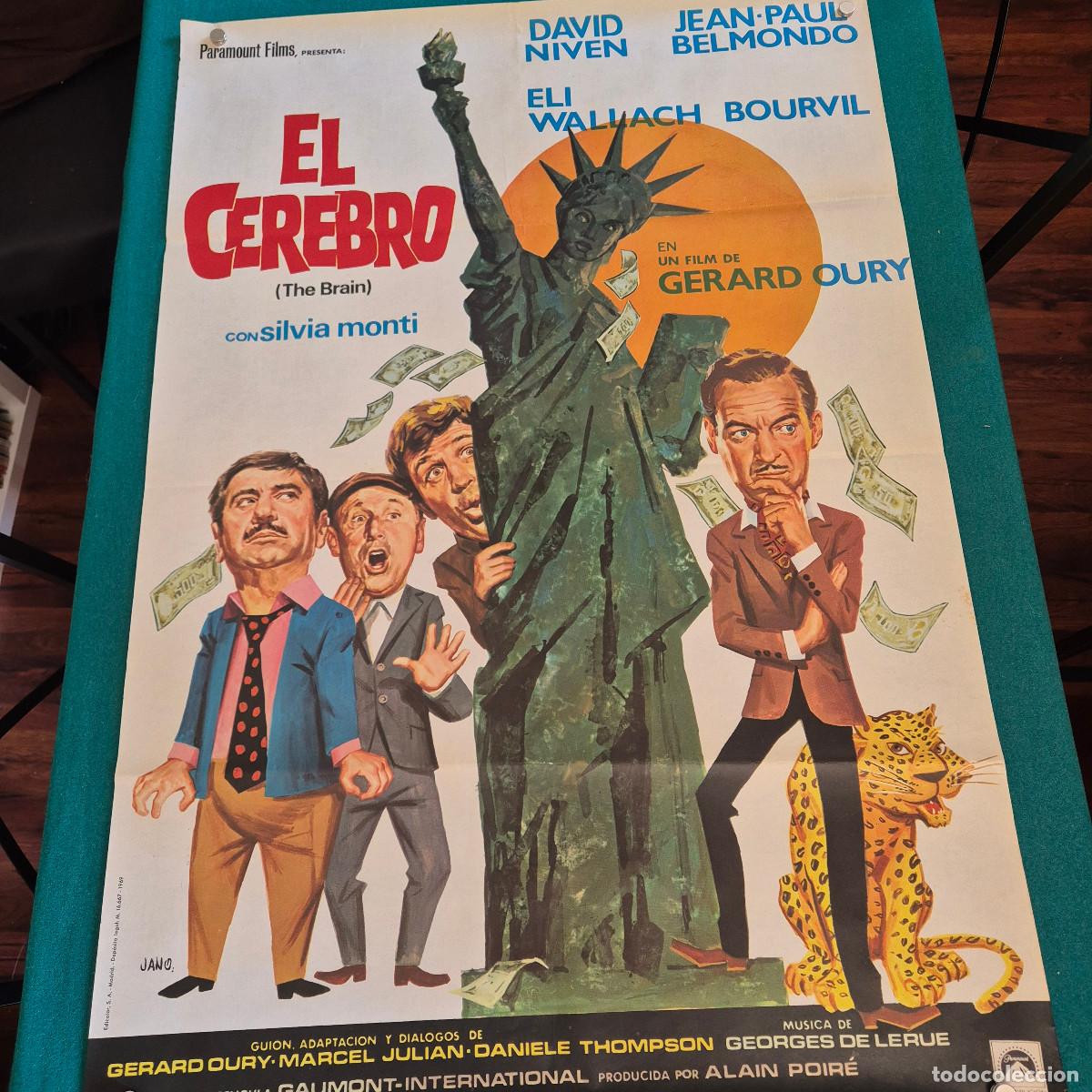 Cine: EL CEREBRO DAVID NIVEN JEAN-PAUL BELMONDO BOURVIL POSTER ORIGINAL 70X100