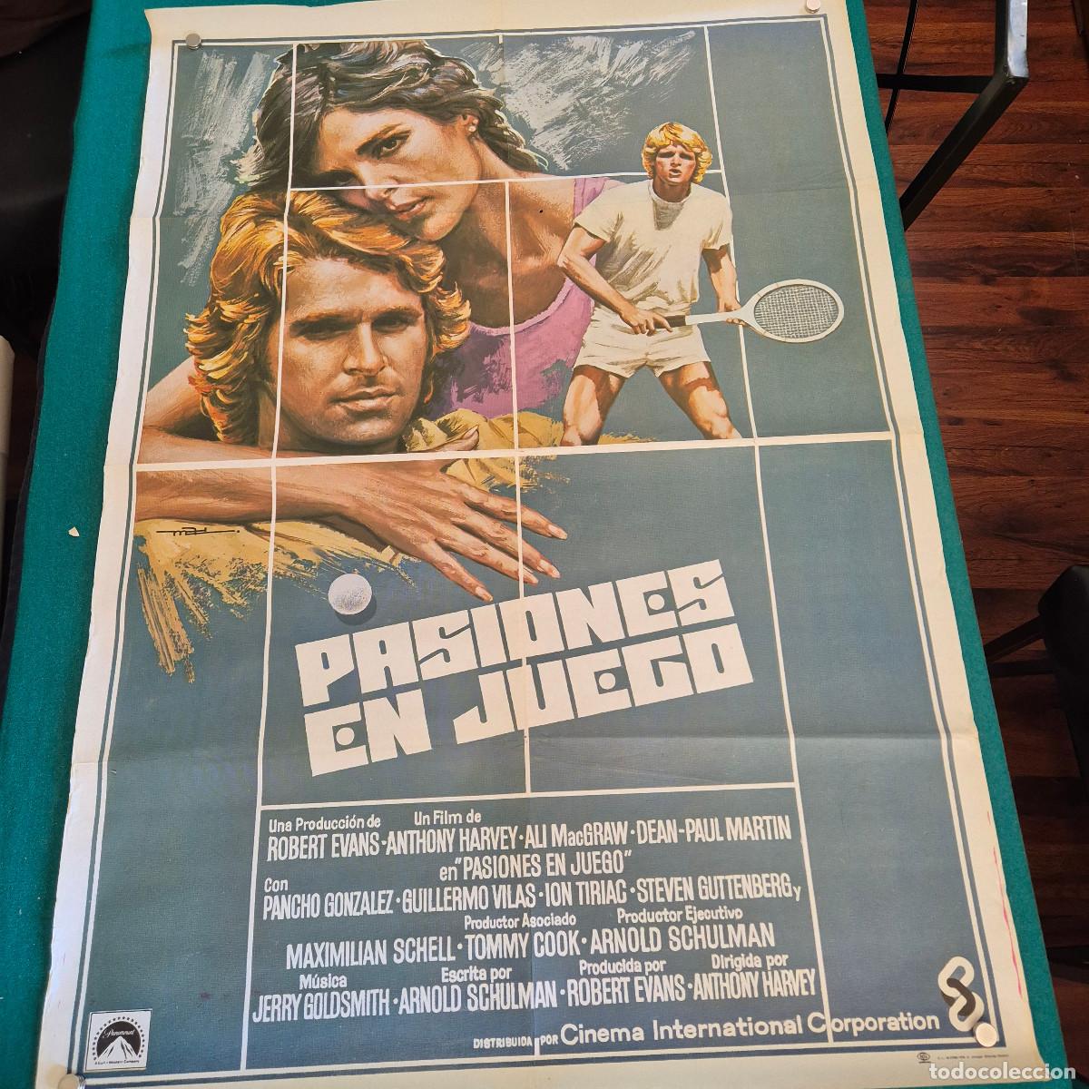 Cine: PASIONES EN JUEGO TENIS ALI MACGRAW DEAN-PAUL MARTIN POSTER ORIGINAL 70X100 ESTRENO