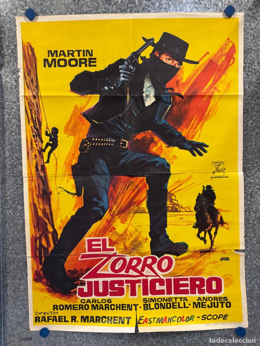 Cine: El zorro justiciero, Martin Moore, Carlos Romero, A&ntilde;o 1972, POSTER ORIGINAL