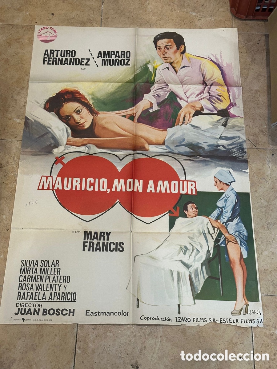 Cine: Cartel original de cine &ldquo;Mauricio, Mon Amour&rdquo; &ndash; Arturo Fern&aacute;ndez &ndash; 100 &times; 70 cm