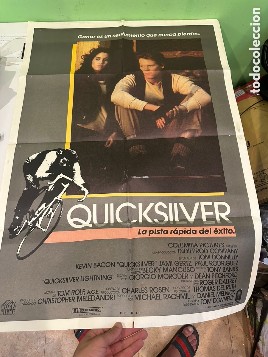Cine: Cartel original de cine &ldquo;Quicksilver&rdquo; (La pista r&aacute;pida del &eacute;xito) &ndash; Kevin Bacon &ndash; 100 &times; 70 cm