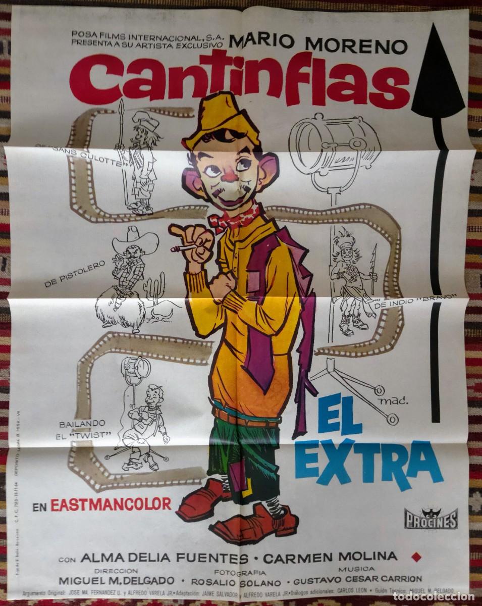 Cine: Cartel Original EL EXTRA (1964) Cantinflas. Imprenta Ba&ntilde;&oacute;. Estado Colecci&oacute;n. Joya Hist&oacute;rica.