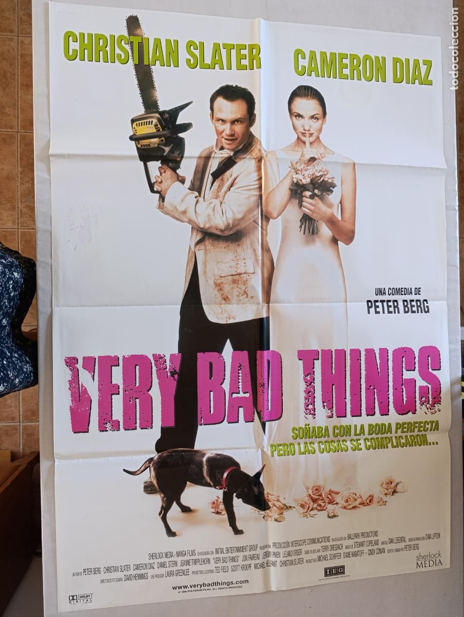 Cine: POSTER ORIGINAL - VERY BAD THINGS - 99 X 70 CM - CHRISTIAN SLATER, CAMERON DIAZ (387)