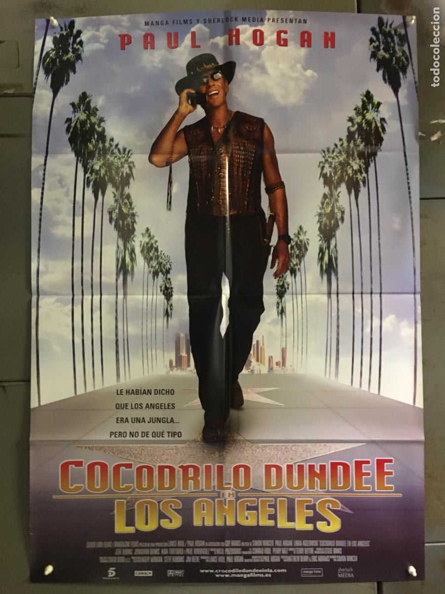 Cine: AFJ31 COCODRILO DUNDEE EN LOS ANGELES PAUL HOGAN POSTER ORIGINAL 70X100 ESTRENO h0