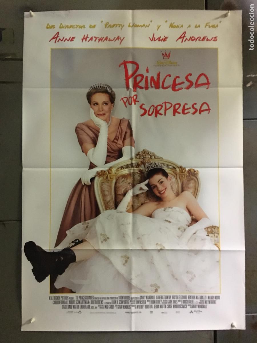 Cine: AFJ38 PRINCESA POR SORPRESA JULIE ANDREWS ANNE HATHAWAY POSTER ORIGINAL 70X100 ESTRENO AVANCE h0