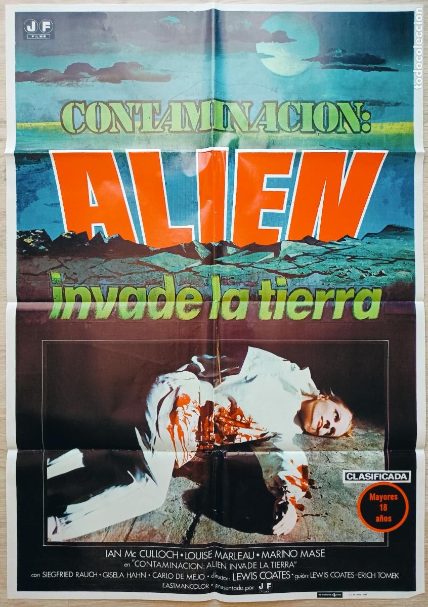 Cine: CARTEL CINE CONTAMINACION: ALIEN INVADE LA TIERRA MARINO MASE 1980 C713