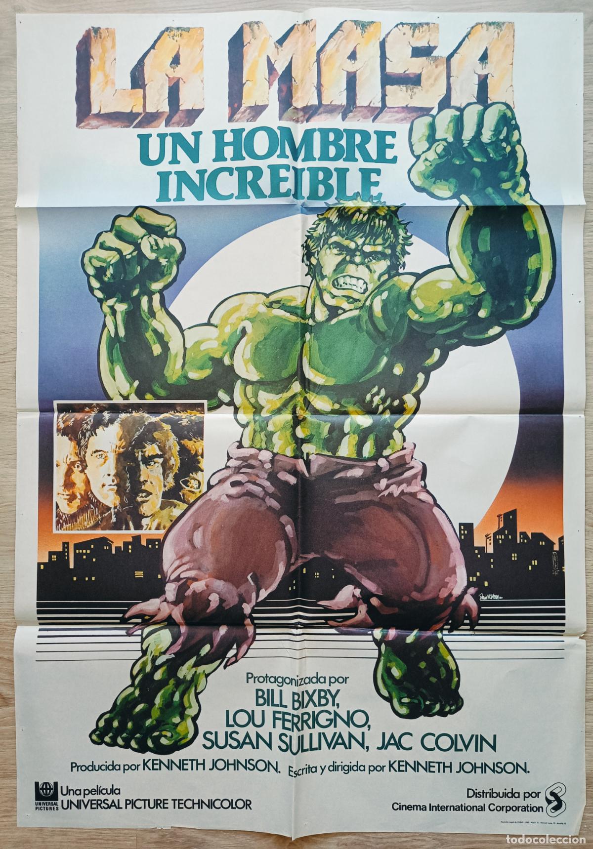 Cine: CARTEL CINE LA MASA UN HOMBRE INCREIBLE BILL BIXBY LOU FERRIGNO 1980 C1079