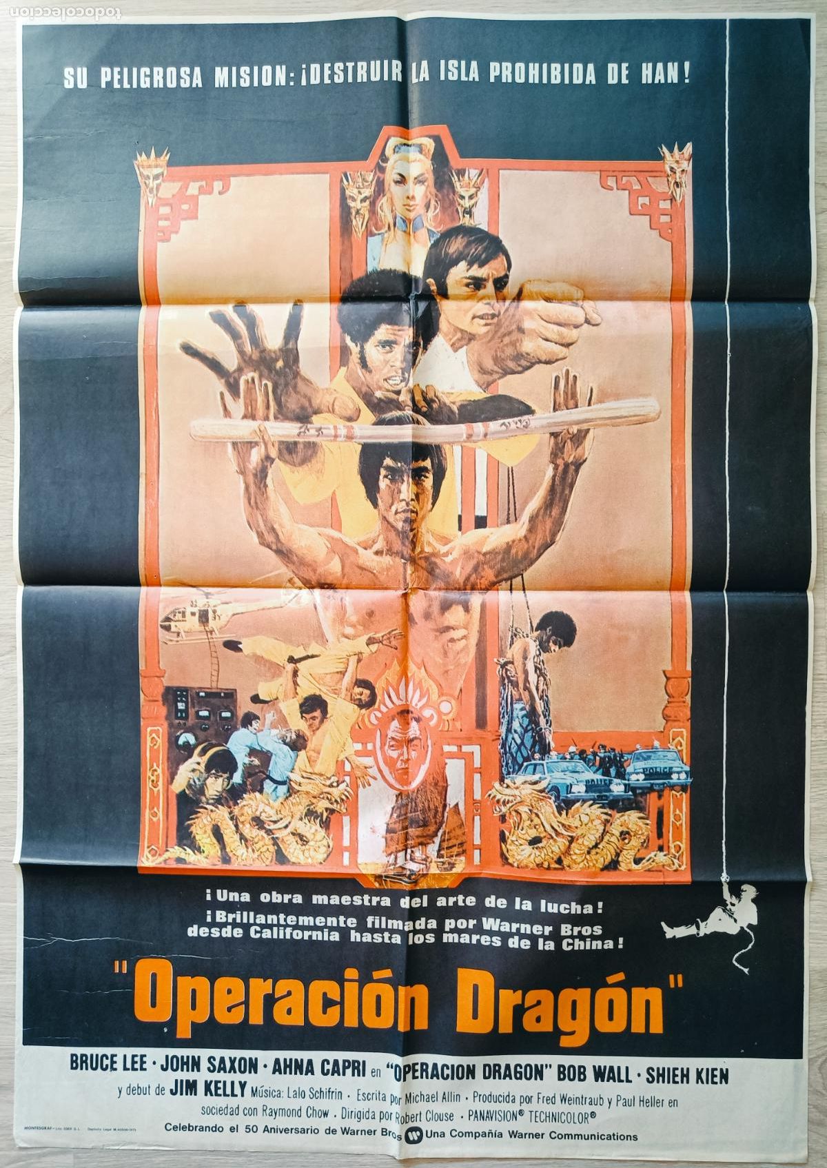 Cine: CARTEL CINE OPERACION DRAGON BRUCE LEE JOHN SAXON 1979 C2307