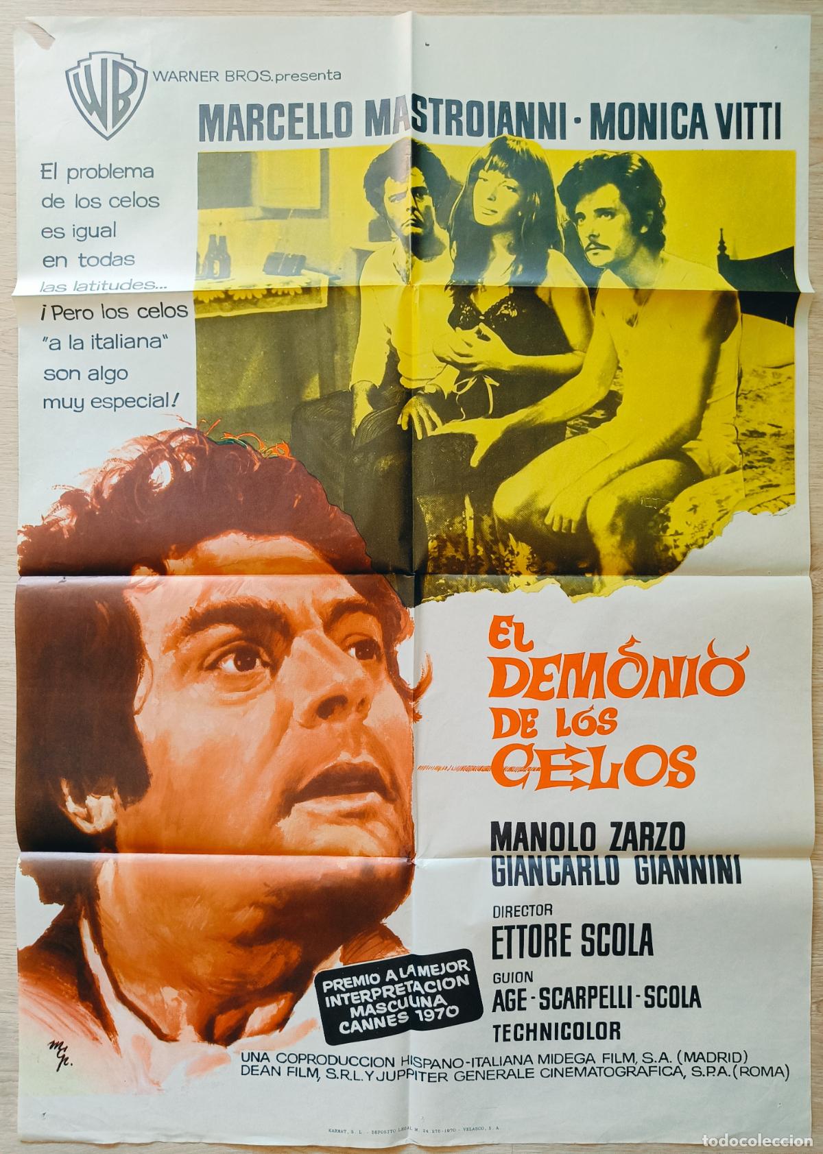 Cine: CARTEL CINE EL DEMONIO DE LOS CELOS MARCELLO MASTROIANNI MONICA VITTI MCP 1970 C637