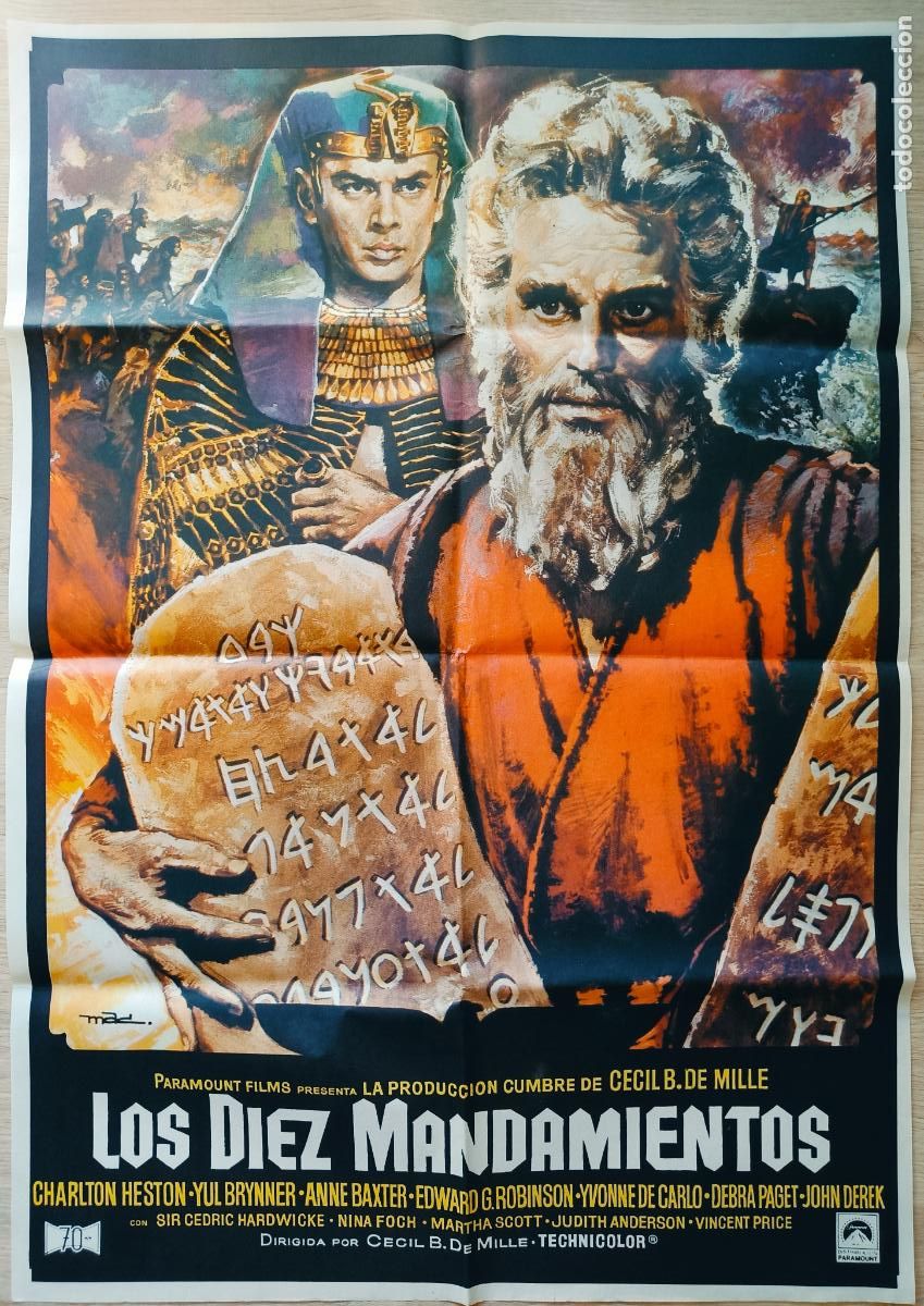 Cine: CARTEL CINE LOS DIEZ MANDAMIENTOS CHARLTON HESTON YUL BRYNNER MAC C2616