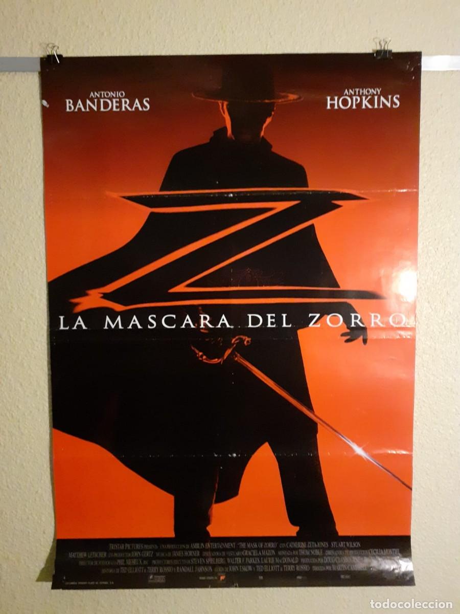Cine: P&oacute;ster original de cine La M&aacute;scara del Zorro (1998) Doble Cara. Banderas. 98x68 cm