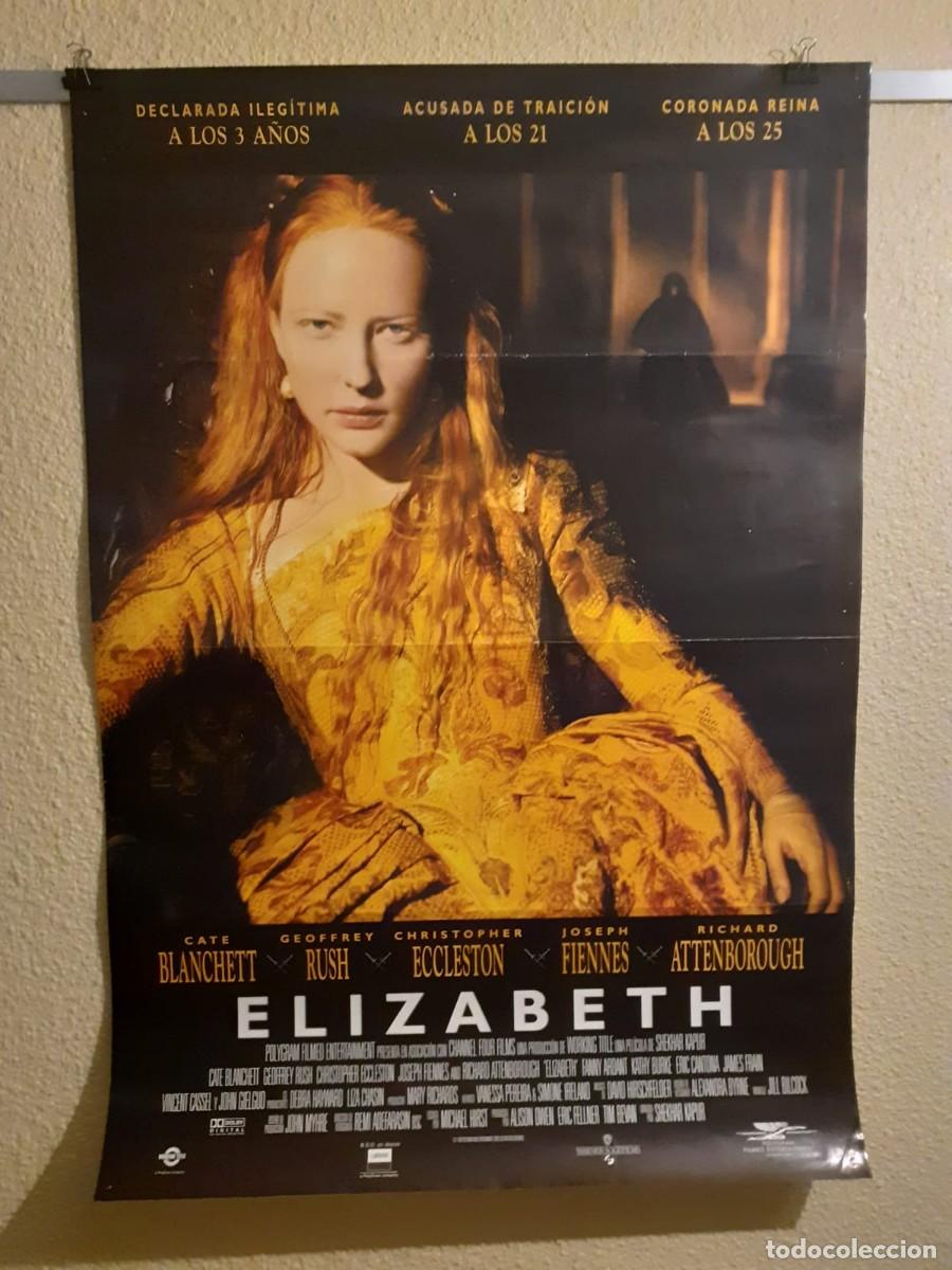 Cine: P&oacute;ster original de cine Elizabeth (1998) Cate Blanchett. Oscar. 98x68 cm