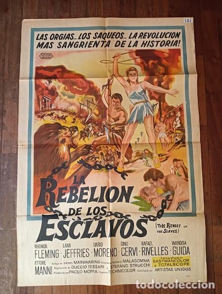 Cine: EPX 0477 LA REBELION DE LOS ESCLAVOS RHONDA FLEMING PEPLUM POSTER ORIGINAL 75X110 ARGENTINO LITO