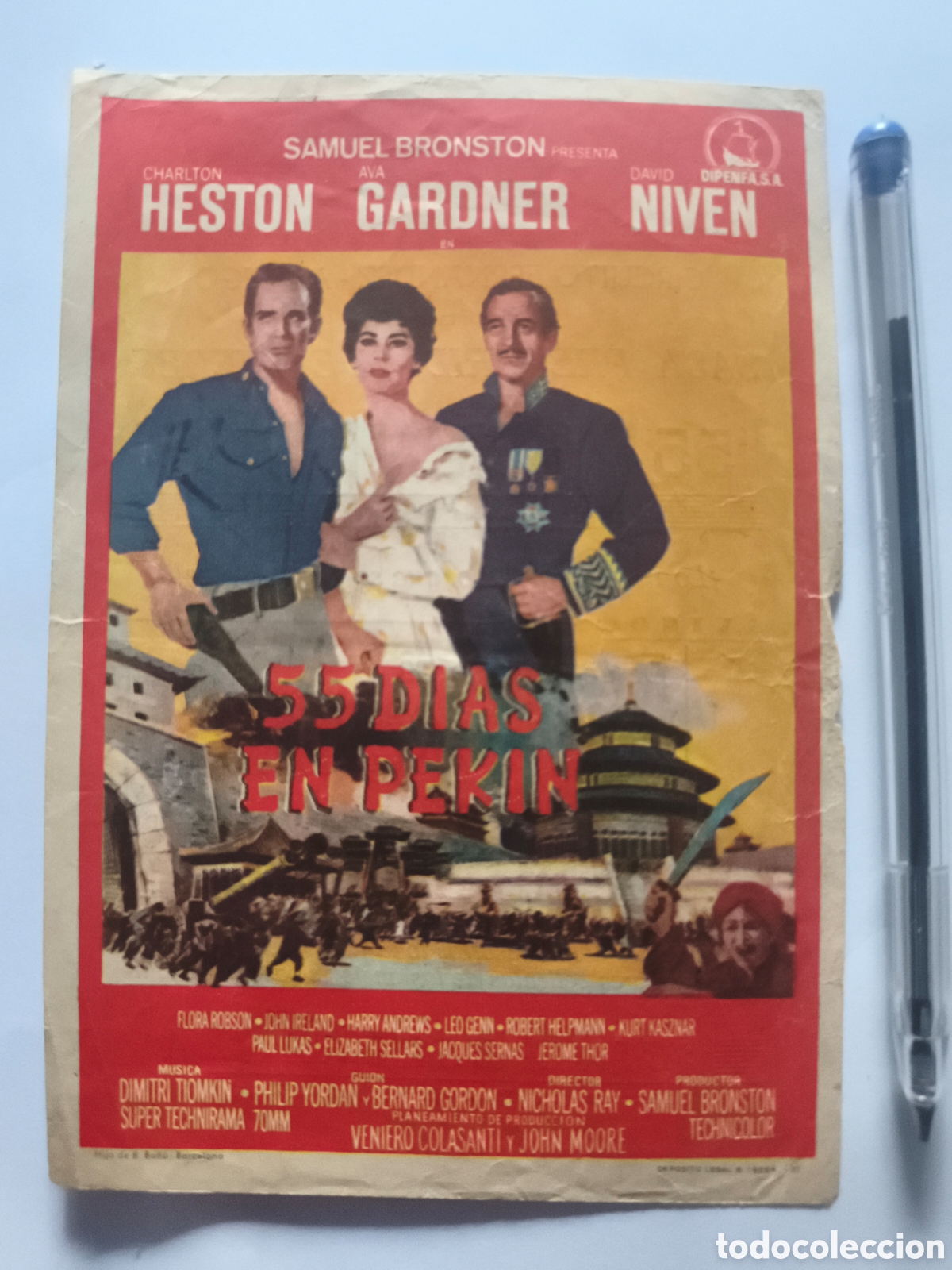 Cine: CARTEL DE MANO 55 DIAS EN PEKIN.CINE ESPERANZA MIERES
