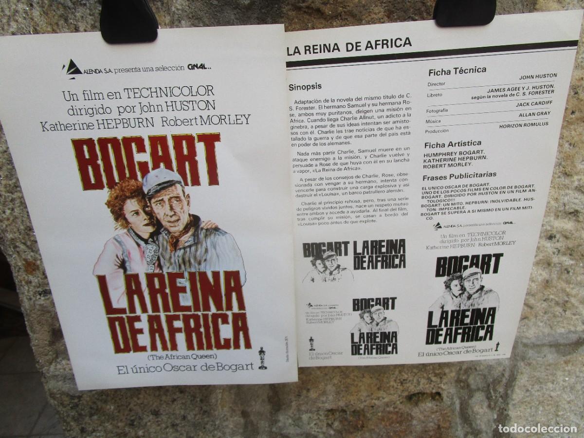 Cine: LOTE 10 GUIAS FICHAS DE &rdquo; LA REINA DE AFRICA BOGART / HEPBURN &rdquo; 1980, A 2 CARAS 31X24CM.