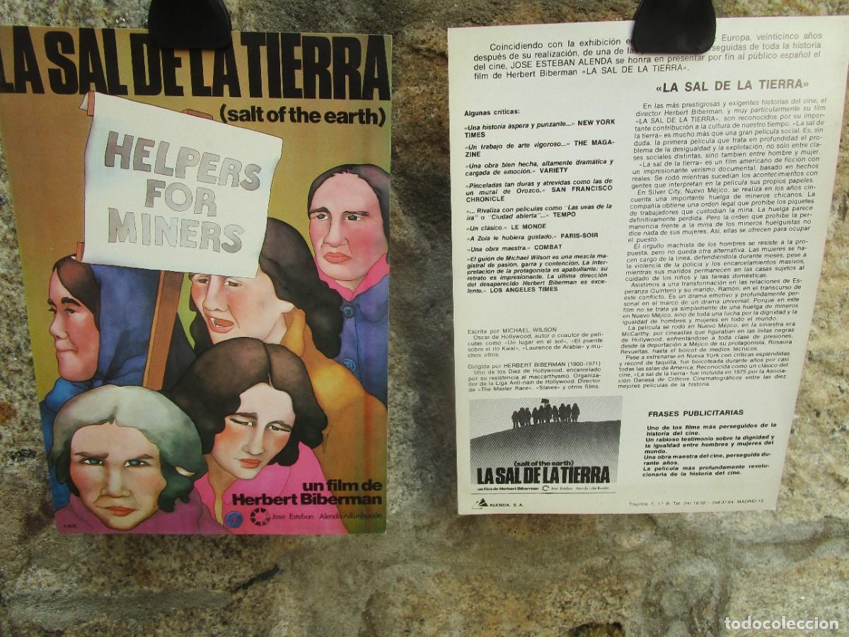 Cine: LOTE 10 GUIAS FICHAS DE &rdquo; LA SAL DE LA TIERRA / HERBERT BIBERMAN &rdquo; A 2 CARAS 27X19CM.