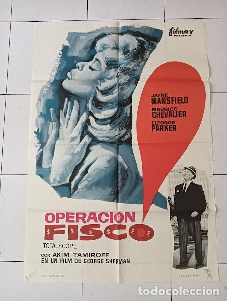 Cine: VKD 2352 OPERACION FISCO JAYNE MANSFIELD MAURICE CHEVALIER MCP POSTER ORIGINAL 70X100 ESTRENO