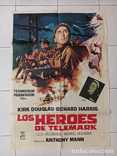Cine: VKD 2354 LOS HEROES DE TELEMARK KIRK DOUGLAS RICHARD HARRIS POSTER ORIGINAL 70X100 ESTRENO