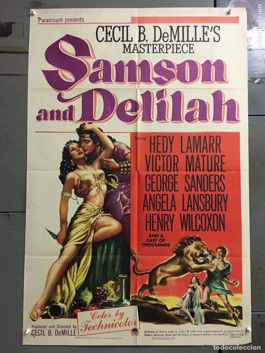 Cinema: PJE 0488 SANSON Y DALILA CECIL B. DEMILLE HEDY LAMARR VICTOR MATURE PEPLUM POSTER ORIG USA 70X100