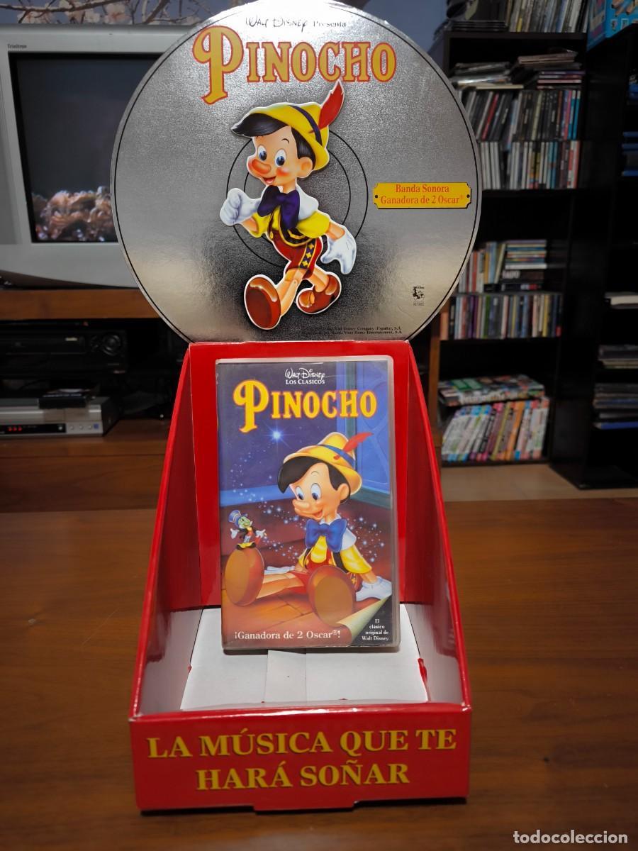 Cine: Expositor original videoclub Disney Pinocho VHS &ndash; PLV promocional &ndash; Muy raro