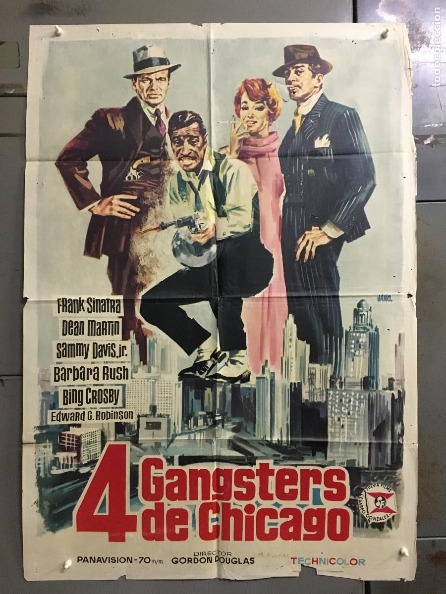 Cin&eacute;ma: AFJ73 4 GANGSTERS DE CHICAGO FRANK SINATRA DEAN MARTIN RAT PACK JANO POSTER ORIGINAL 70X100 ESTRENO